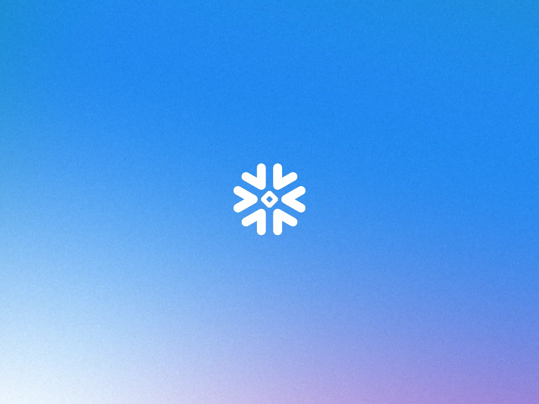 White Snowflake logo centered on a blue gradient background that fades to pale blue and lavender near the bottom